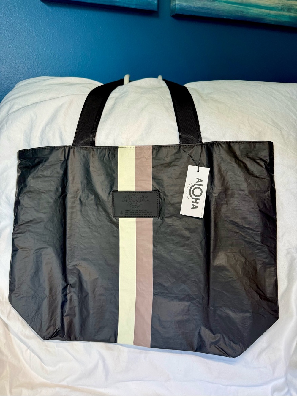 NWT ALOHA Collection Day Tripper Tote Le Voyageur Caffé on Black